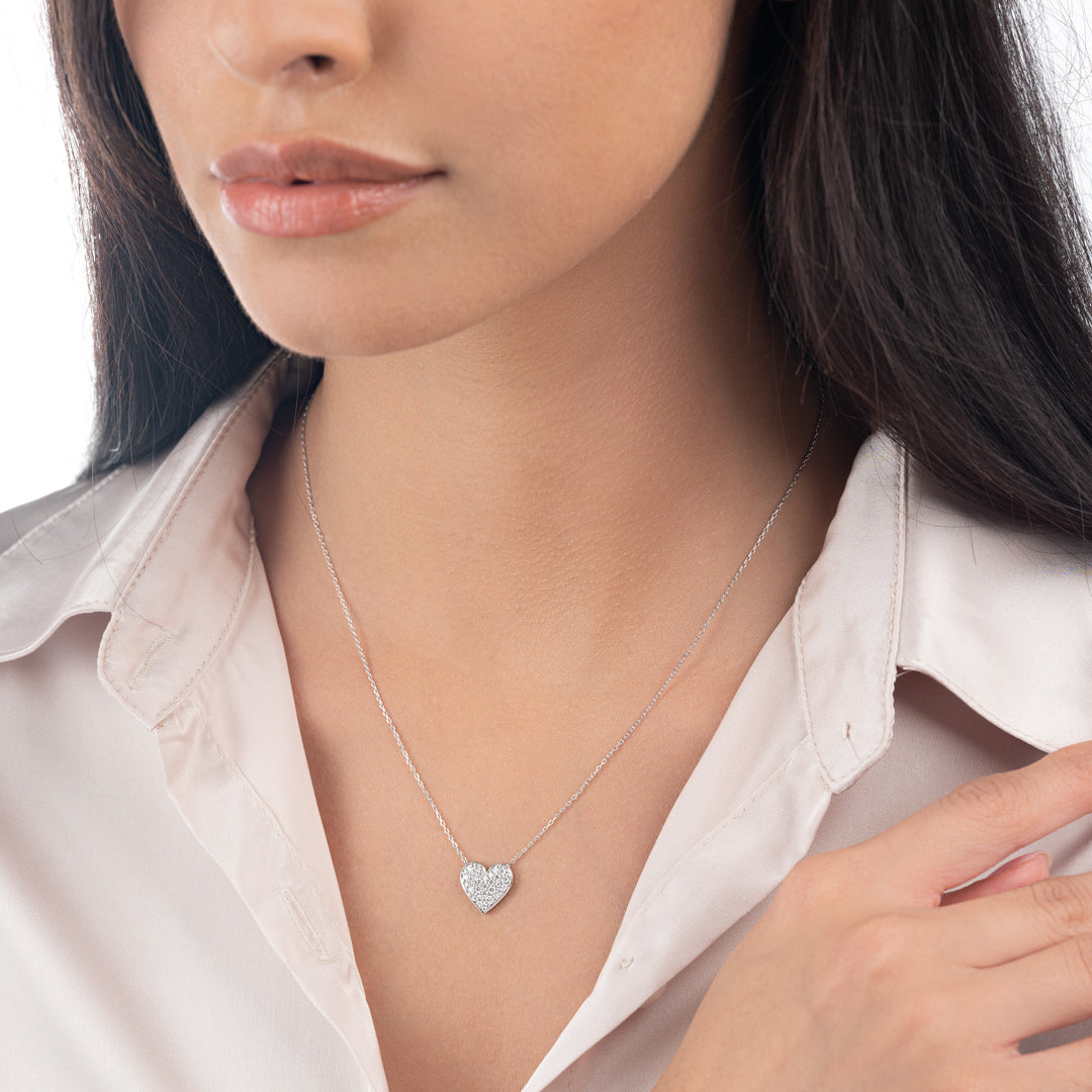 Lab-Grown Diamond Heart Pendant White Gold