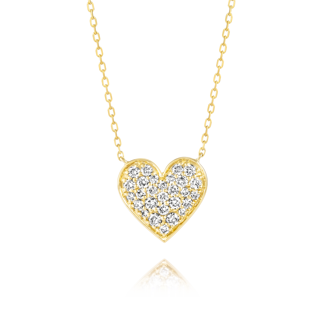 Lab-Grown Diamond Heart Pendant Yellow Gold