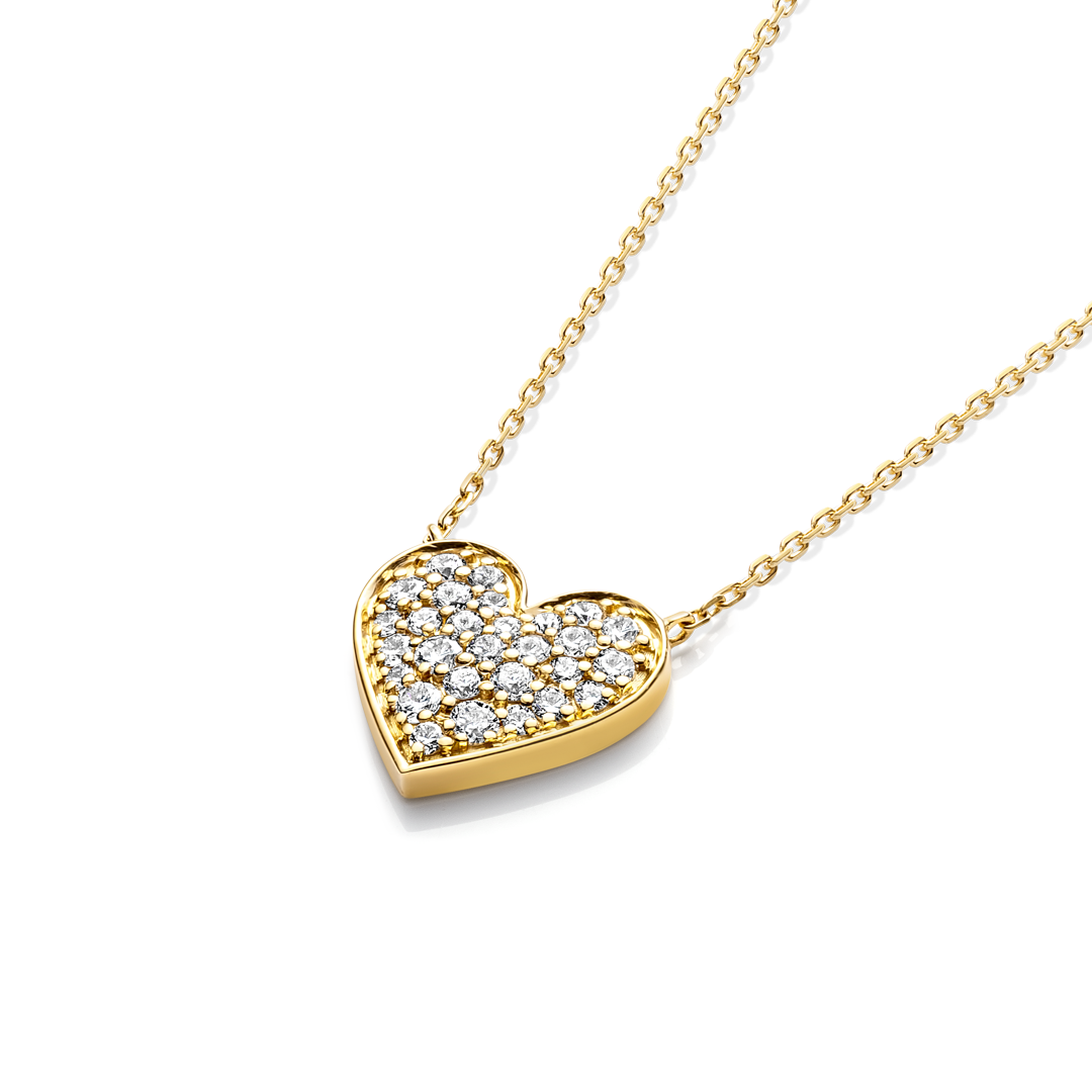 Lab-Grown Diamond Heart Pendant Yellow Gold