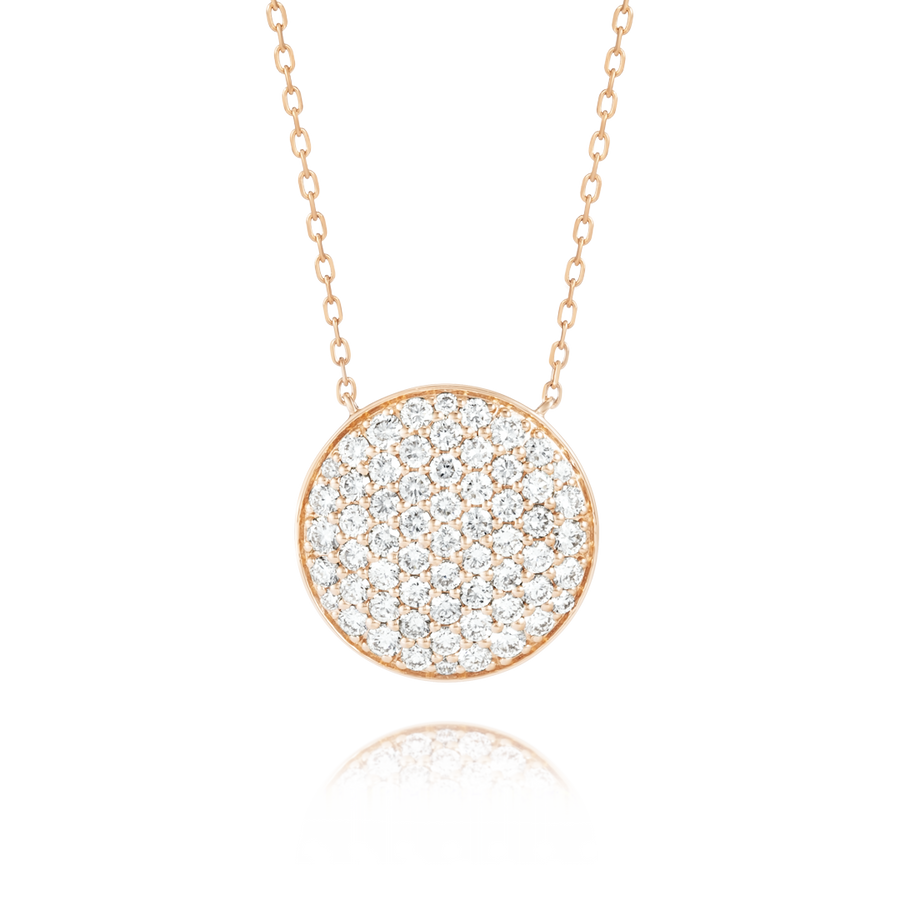 Large Natural Diamond Disc Pendant Rose Gold