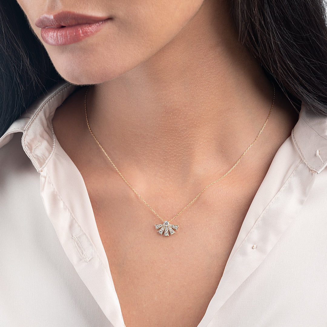 Half Sunrise Natural Diamond Pendant Yellow Gold