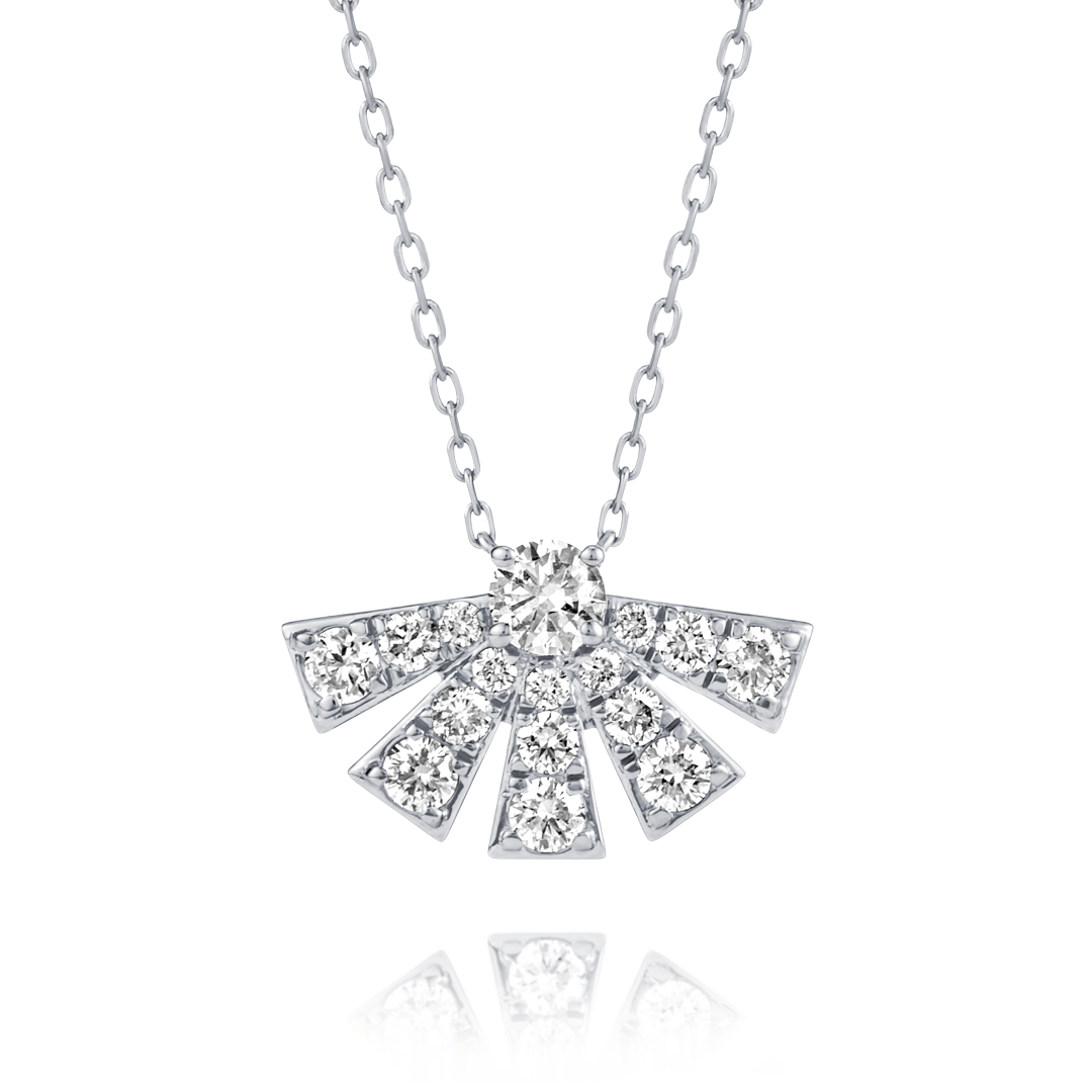 Half Sunrise Natural Diamond Pendant White Gold