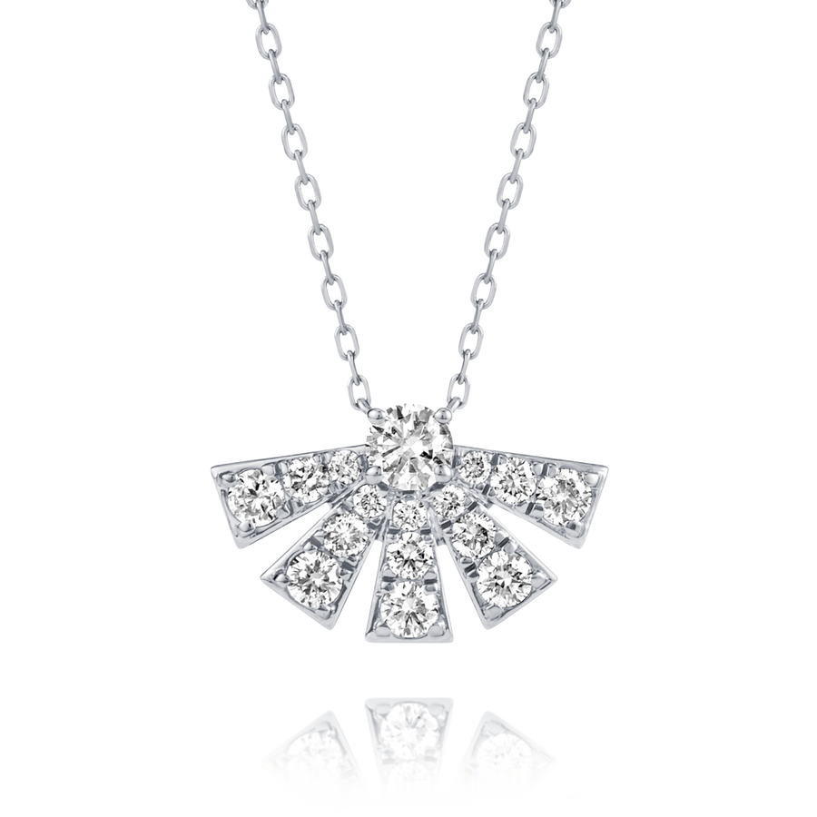 Half Sunrise Natural Diamond Pendant White Gold