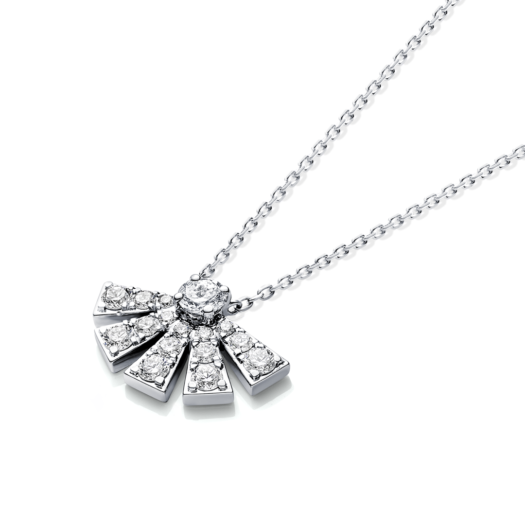 Half Sunrise Natural Diamond Pendant White Gold