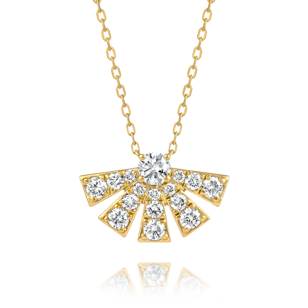 Half Sunrise Natural Diamond Pendant Yellow Gold