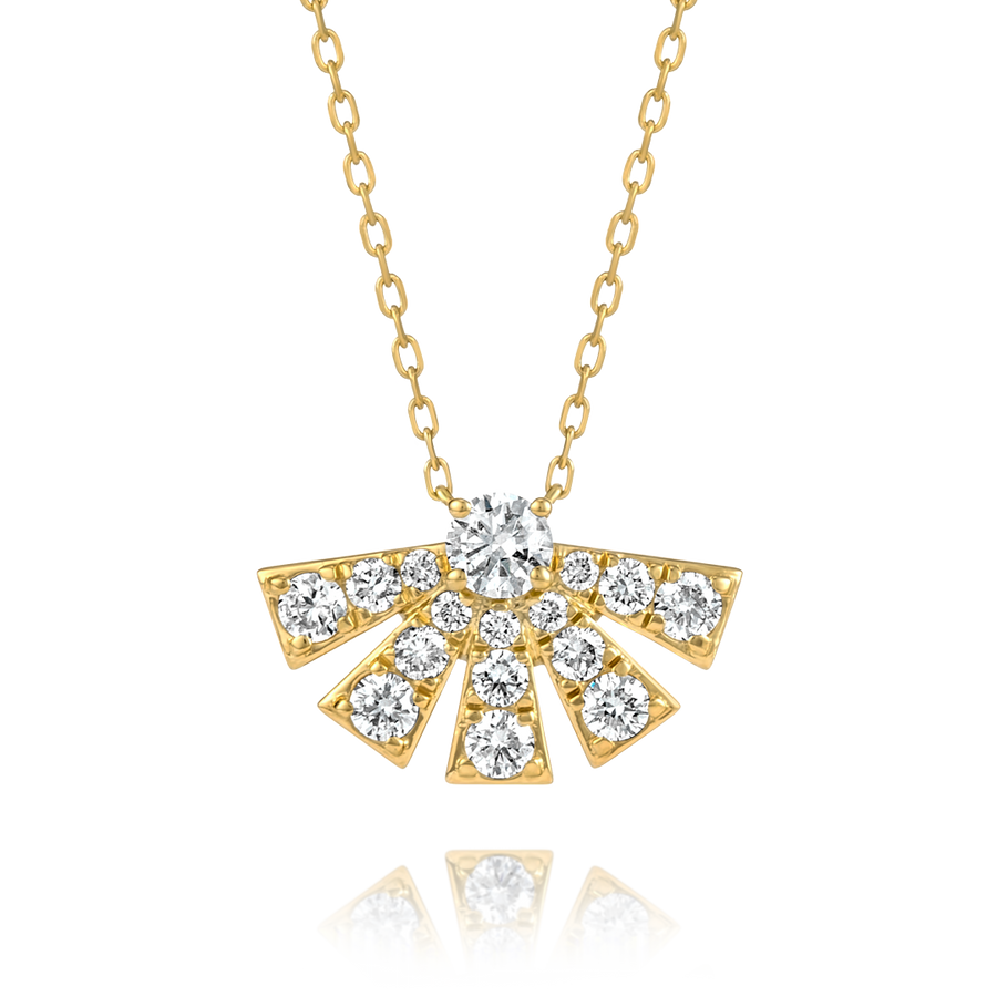 Half Sunrise Natural Diamond Pendant Yellow Gold