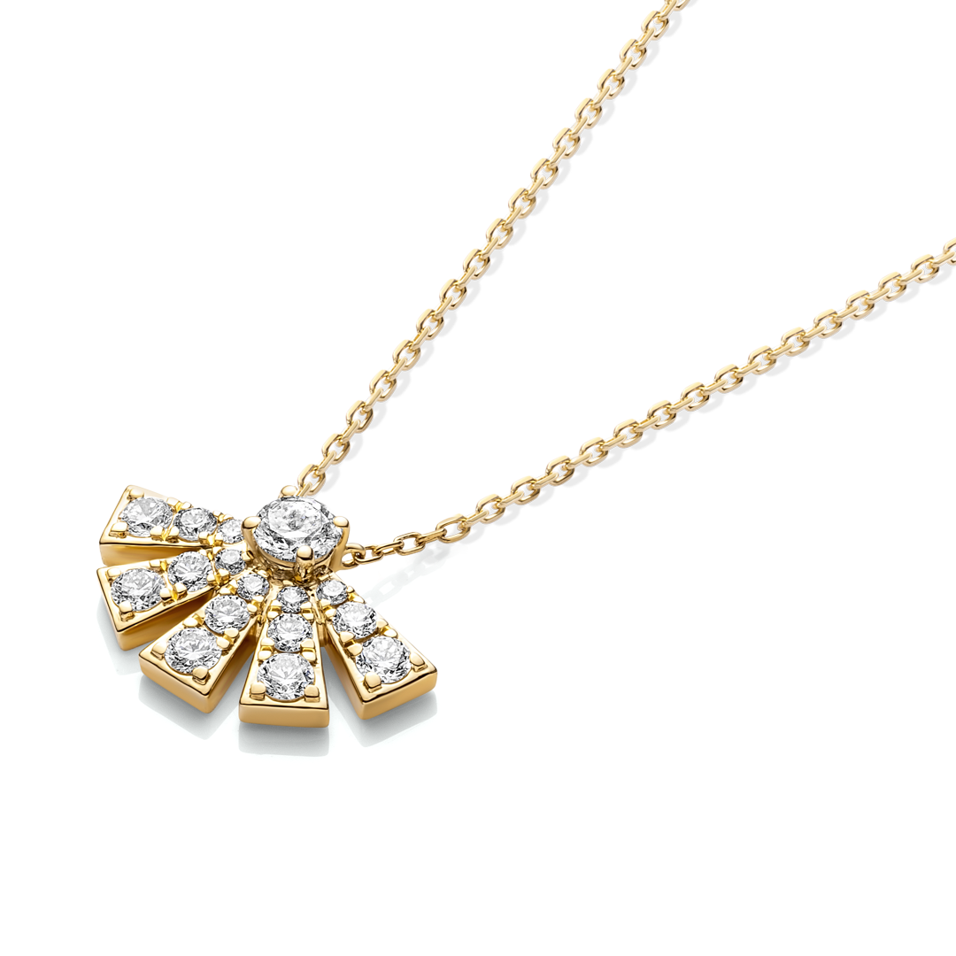 Half Sunrise Natural Diamond Pendant Yellow Gold
