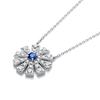 Full Sunrise Blue Sapphire & Diamond Pendant White Gold
