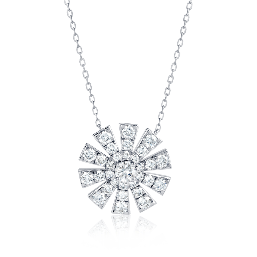 Full Sunrise Natural Diamond Pendant White Gold