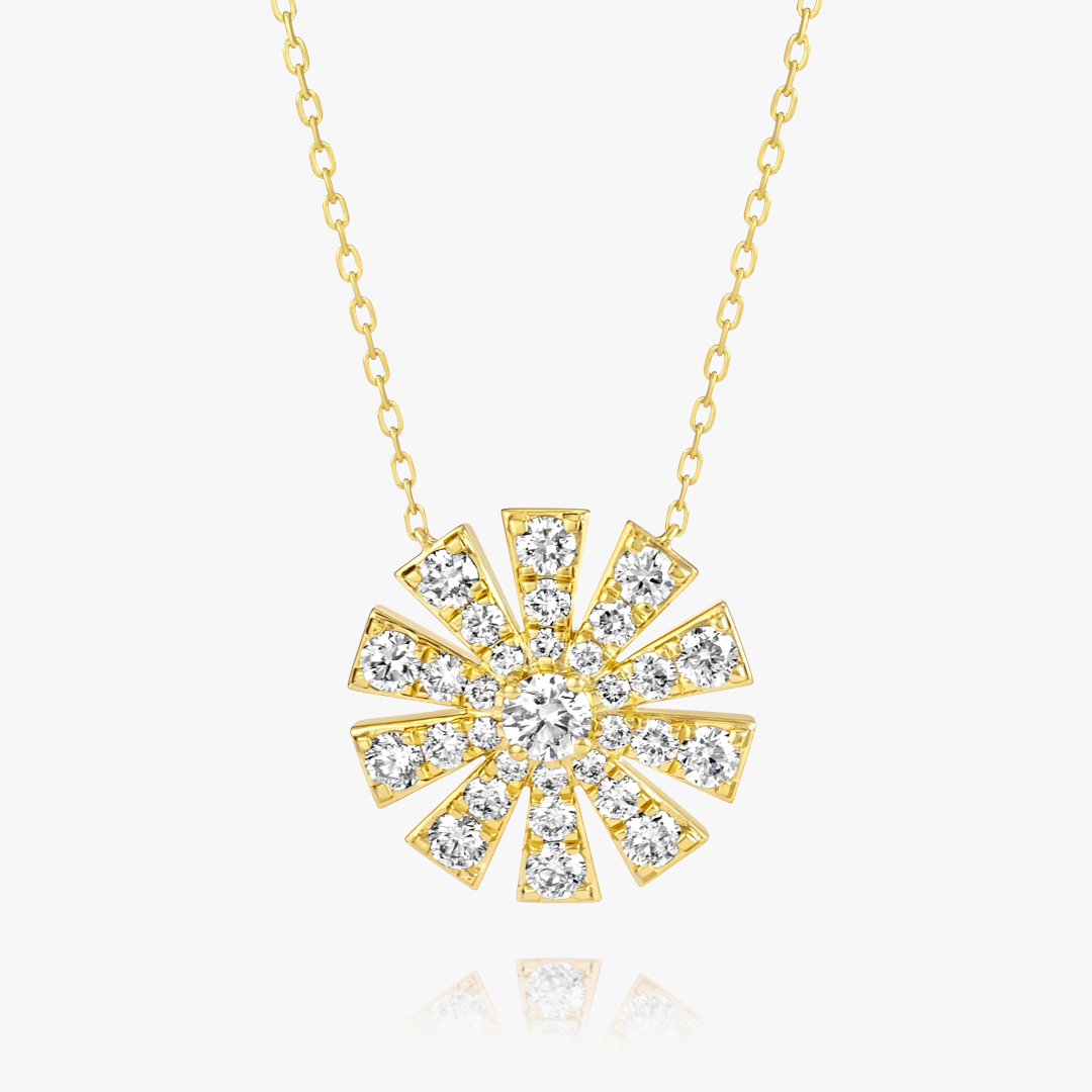 Full Sunrise Natural Diamond Pendant Yellow Gold