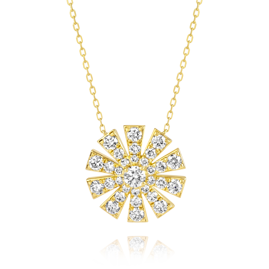 Full Sunrise Natural Diamond Pendant Yellow Gold