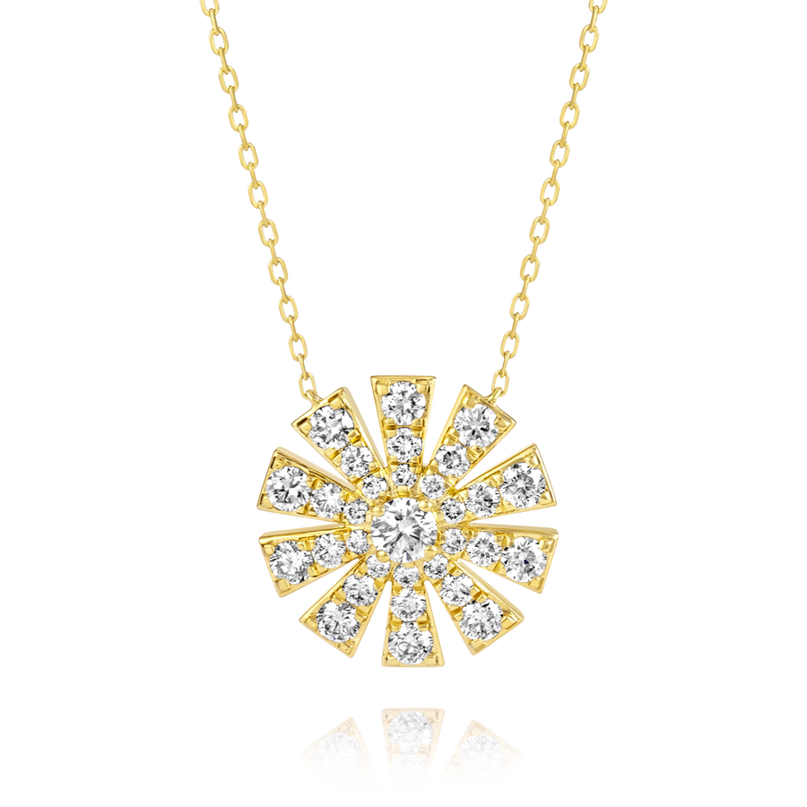 Full Sunrise Natural Diamond Pendant Yellow Gold