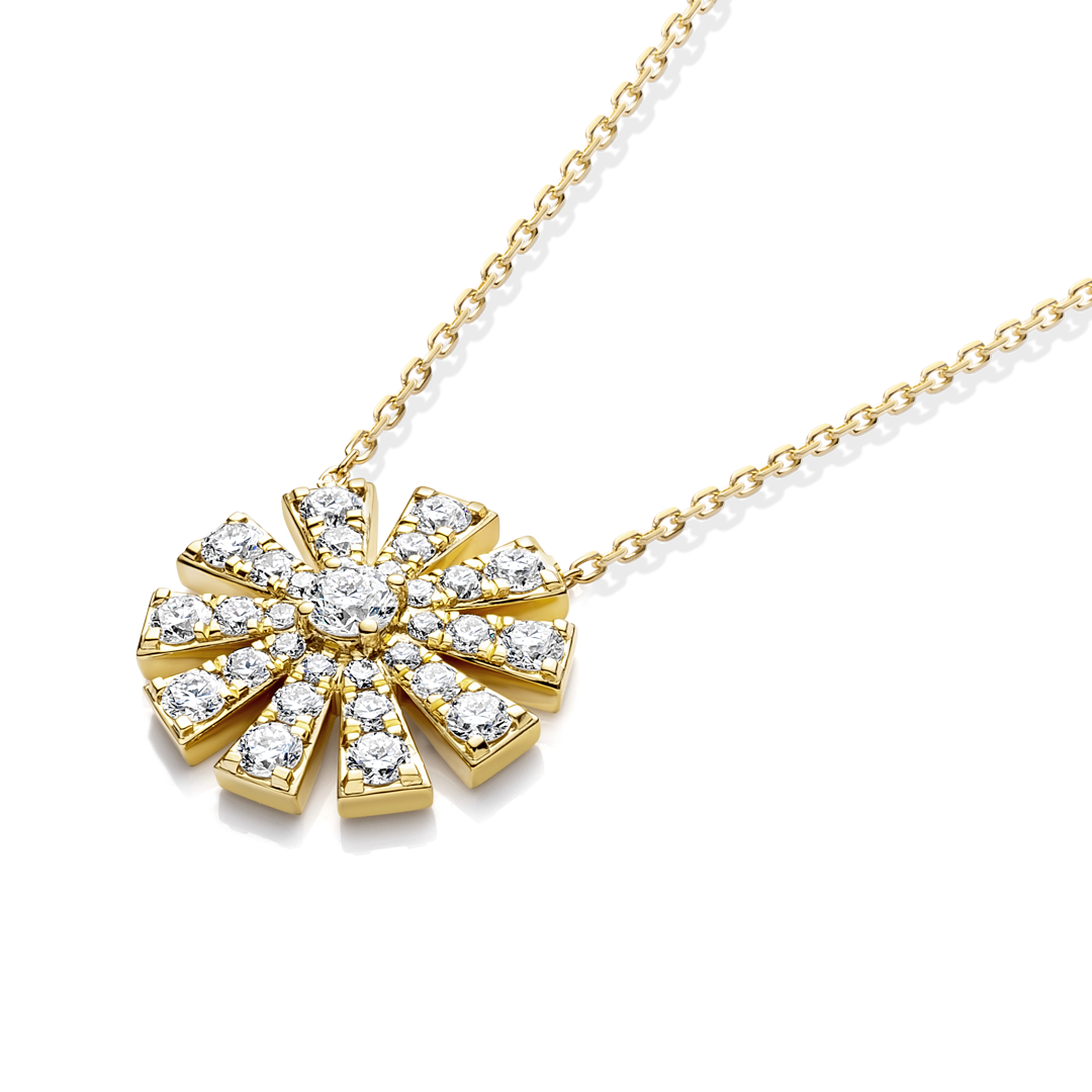 Full Sunrise Natural Diamond Pendant Yellow Gold