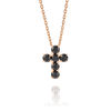Large Black Diamond Cross Pendant Rose Gold