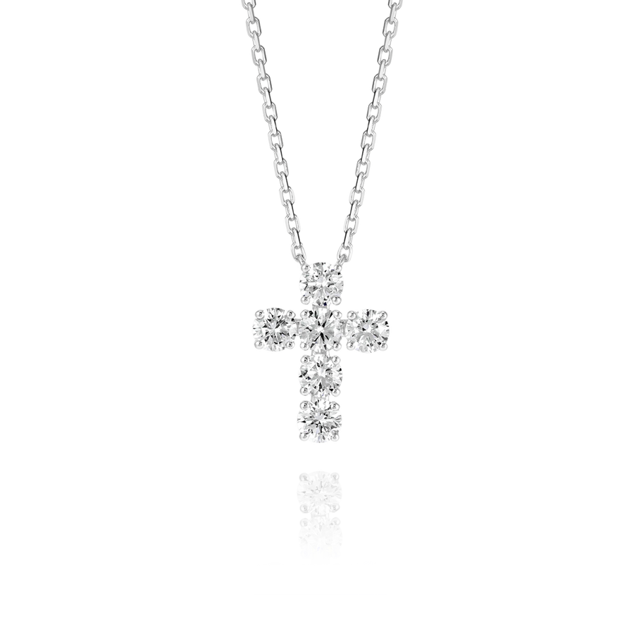 Large Natural Diamond Cross Fashion Pendant White Gold