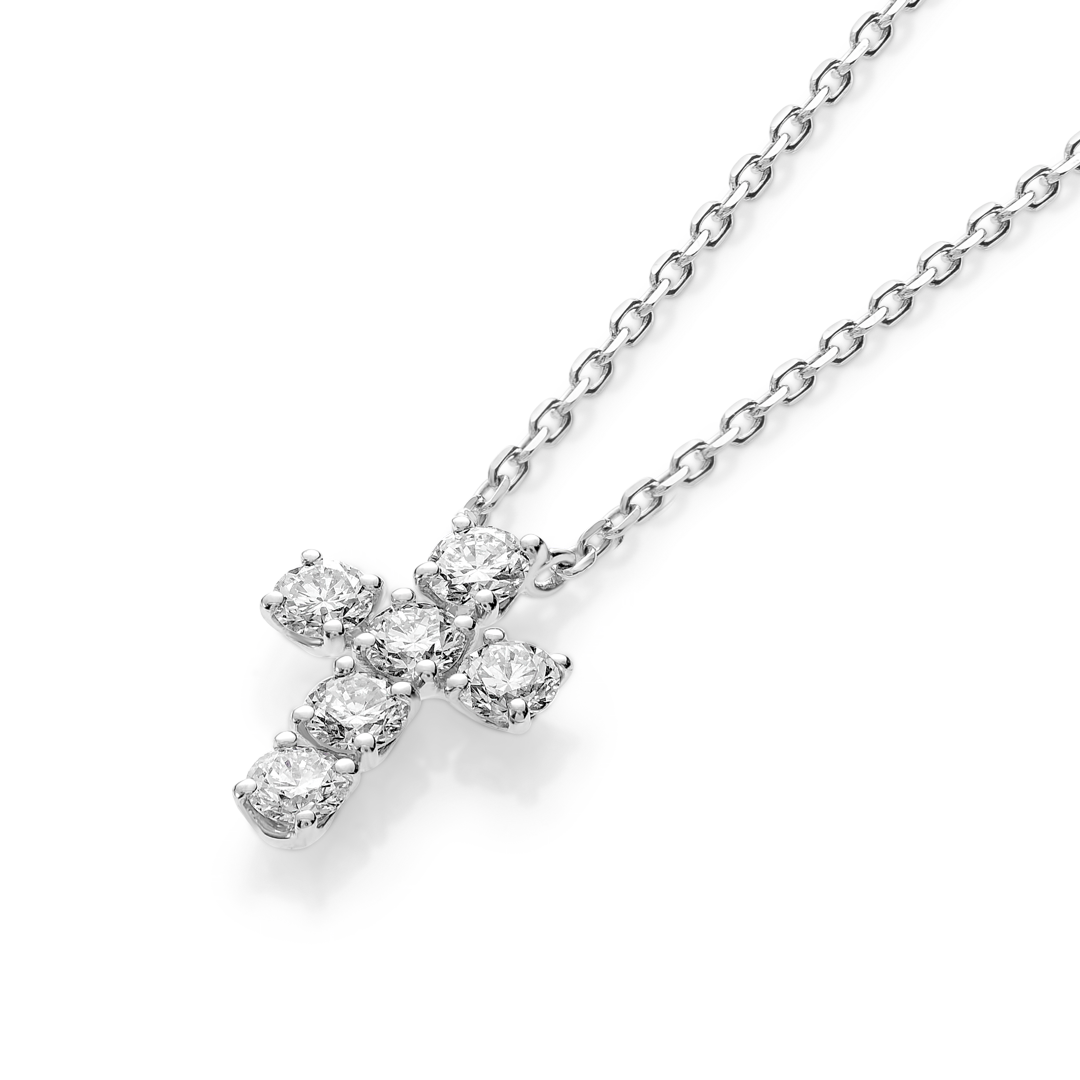 Large Natural Diamond Cross Fashion Pendant White Gold
