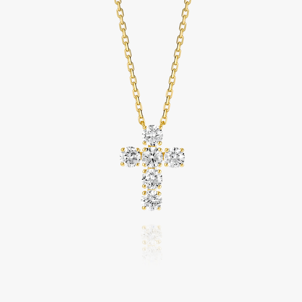 Large Lab-Grown Diamond Cross Fashion Pendant Yellow Gold