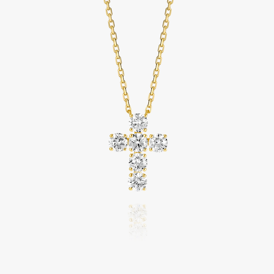 Large Lab-Grown Diamond Cross Fashion Pendant Yellow Gold
