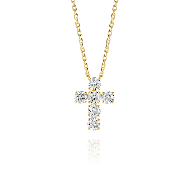 Large Lab-Grown Diamond Cross Fashion Pendant Yellow Gold