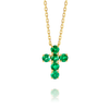 Large Green Emerald Cross Pendant Yellow Gold