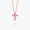 Large Pink Sapphire Cross Pendant Rose Gold