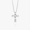 Small Emerald Cut Natural Diamond Cross Pendant White Gold