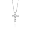 Medium Emerald Cut Natural Diamond Cross Pendant White Gold