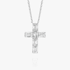 Medium Emerald Cut Lab-Grown Diamond Cross Pendant White Gold