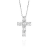 Medium Emerald Cut Natural Diamond Cross Pendant White Gold