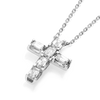 Medium Emerald Cut Natural Diamond Cross Pendant White Gold