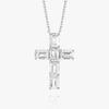 Large Emerald Cut Lab-Grown Diamond Cross Pendant White Gold