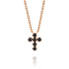 Extra Small Black Diamond Cross Pendant Rose Gold