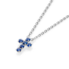 Extra Small Blue Sapphire Cross Pendant White Gold