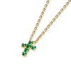 Extra Small Green Emerald Cross Pendant Yellow Gold