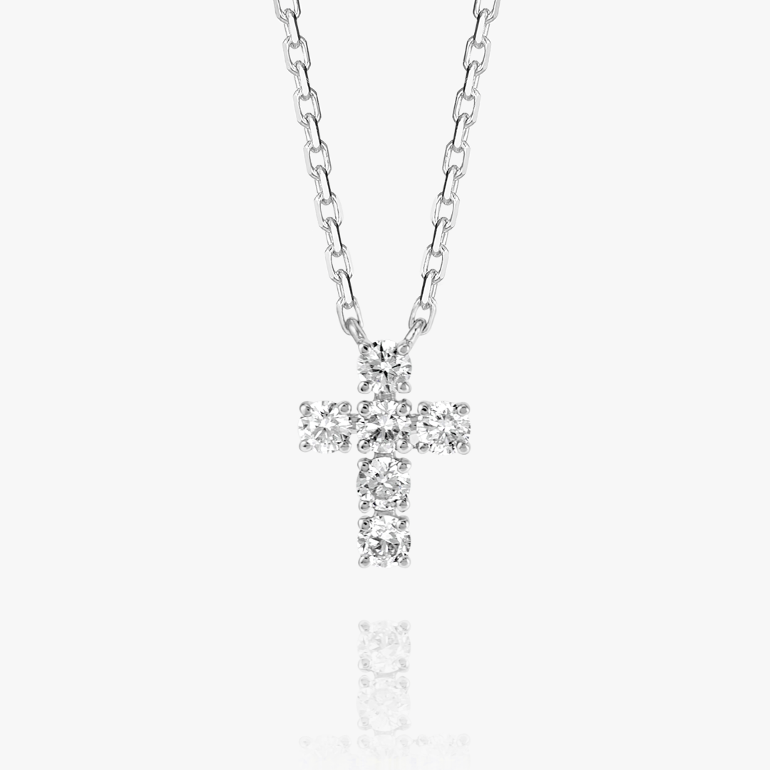 Small Natural Diamond Cross Pendant White Gold