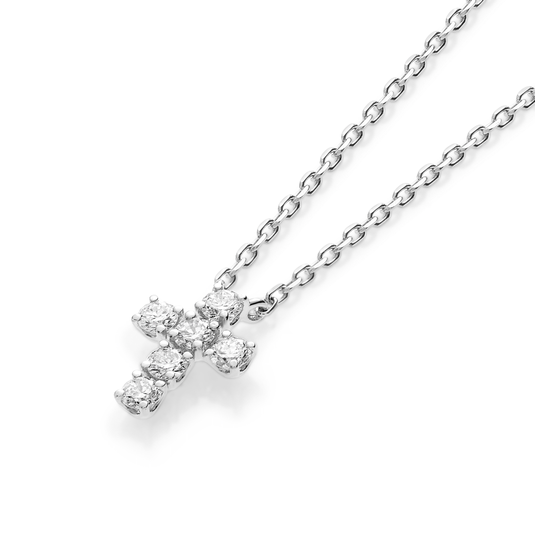 Small Natural Diamond Cross Pendant White Gold