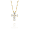 Small Natural Diamond Cross Pendant Yellow Gold