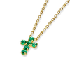 Small Green Emerald Cross Pendant Yellow Gold