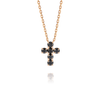 Medium Black Diamond Cross Pendant Rose Gold