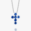 Medium Blue Sapphire Cross Pendant White Gold