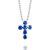 Medium Blue Sapphire Cross Pendant White Gold