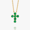 Medium Green Emerald Cross Pendant Yellow Gold