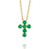 Medium Green Emerald Cross Pendant Yellow Gold
