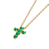 Medium Green Emerald Cross Pendant Yellow Gold