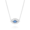 Marquise Evil Eye Blue Sapphire And Diamond Pendant White Gold
