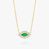 Marquise Evil Eye Colombian Emerald And Diamond Pendant Yellow Gold