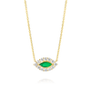 Marquise Evil Eye Colombian Emerald And Diamond Pendant Yellow Gold