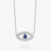 Round Evil Eye Blue Sapphire Pendant White Gold
