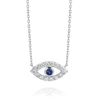 Round Evil Eye Blue Sapphire Pendant White Gold