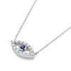 Round Evil Eye Blue Sapphire Pendant White Gold